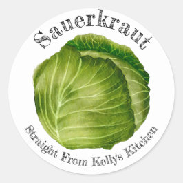 Zelfgemaakte Ingemaakte Kool Sauerkraut Eten Ronde Sticker