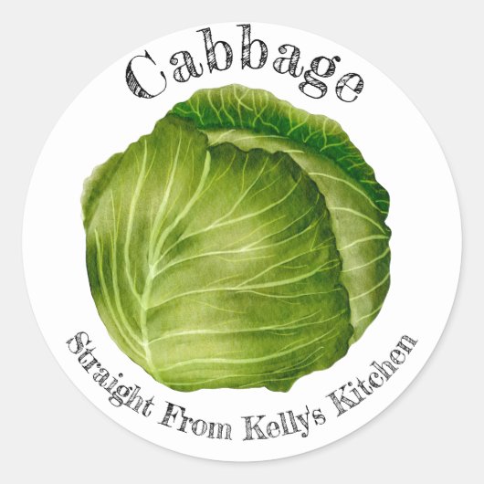 Zelfgemaakte Ingemaakte Kool Voedsel Label (Voorkant)