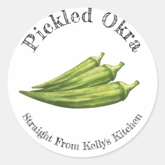 Zelfgemaakte Ingemaakte Okra Voedsel Label (Voorkant)