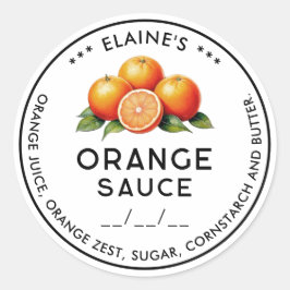 Zelfgemaakte ingrediënten oranje saus inmaaklabel ronde sticker