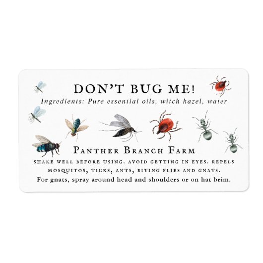 Zelfgemaakte insectenspray | Monogramlabel Etiket (Voorkant)