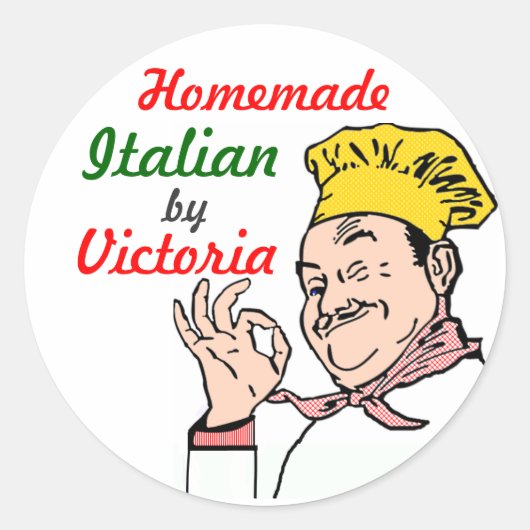 Zelfgemaakte Italiaanse chef-kok-personaliseer het Ronde Sticker (Voorkant)