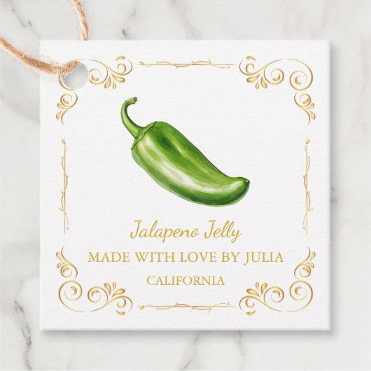 Zelfgemaakte Jalapeno Jelly Square Hang Label (Voorkant)