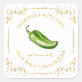  zelfgemaakte Jalapeno Jelly Square Label (Voorkant)