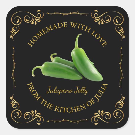 zelfgemaakte Jalapeno Jelly Square Label (Voorkant)