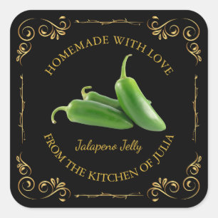  zelfgemaakte Jalapeno Jelly Square Label