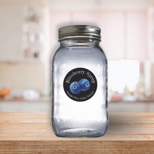 Zelfgemaakte jam business bosbessensiroop etiket