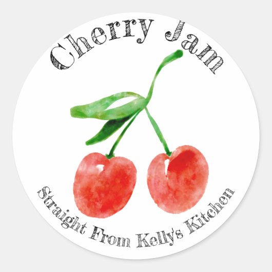 Zelfgemaakte Jam Business Cherry Jam Voedingslabel Ronde Sticker (Voorkant)