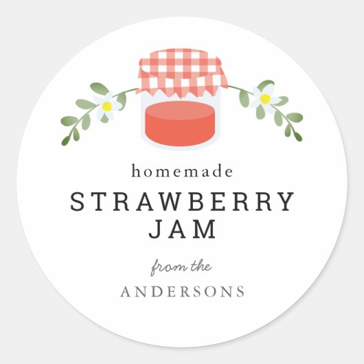 Zelfgemaakte Jam Jar Floral White Ronde Sticker (Voorkant)