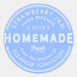 Zelfgemaakte Jam / Jelly Label Fris Blauw en Wit