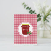 Zelfgemaakte Jam Red en White Gingham bewerkbaar Briefkaart (Staand voorkant)