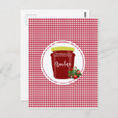 Zelfgemaakte Jam Red en White Gingham bewerkbaar Briefkaart (Voorkant / Achterkant)