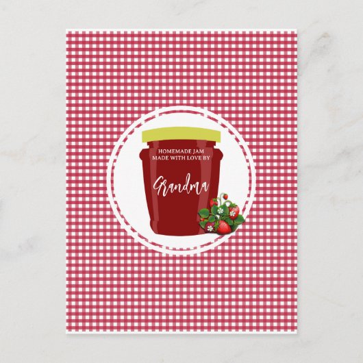 Zelfgemaakte Jam Red en White Gingham bewerkbaar Briefkaart (Voorkant)