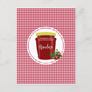 Zelfgemaakte Jam Rood en Wit Gingham Cottagecore Briefkaart