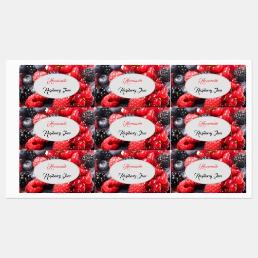 Zelfgemaakte jam vers fruit foto met tekst labels (Vel)