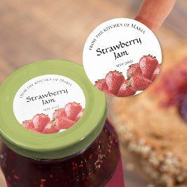 Zelfgemaakte Jelly Strawberry Jam Jar Deksellabel Ronde Sticker