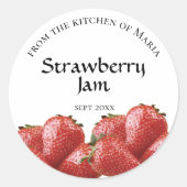 Zelfgemaakte Jelly Strawberry Jam Jar Deksellabel Ronde Sticker (Voorkant)