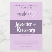 Zelfgemaakte kaarsen Productverpakking Lila lavend Voedselcontainer Etiket (Enkel label)
