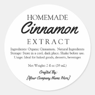 Zelfgemaakte Kaneel Extract Ingredienten Gemaakt Ronde Sticker