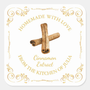  Zelfgemaakte Kaneel Extract Vierkant Label