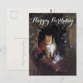 Zelfgemaakte kat met katjes gefeliciteerd met je v briefkaart (Voorkant / Achterkant)