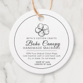 Zelfgemaakte katoenen macrame luifel product barco bedankjes labels