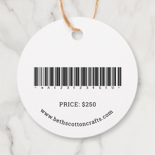 Zelfgemaakte katoenen macrame luifel product barco bedankjes labels (Achterkant)