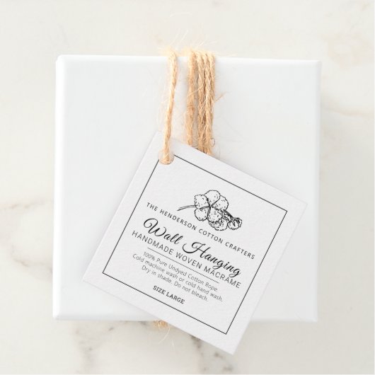 Zelfgemaakte katoenen macrame muur opknoping produ bedankjes labels (In situ)