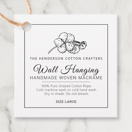 Zelfgemaakte katoenen macrame muur opknoping produ bedankjes labels (Voorkant)