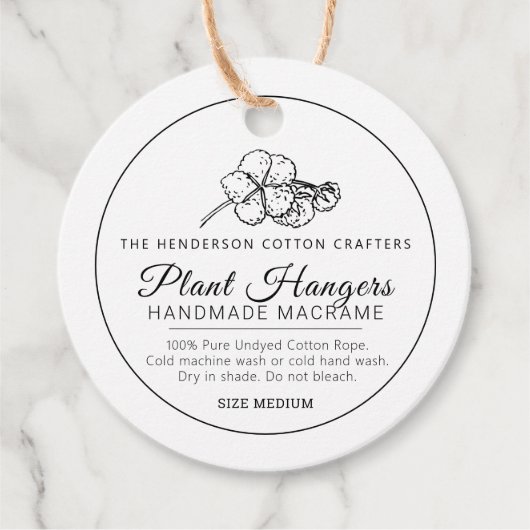 Zelfgemaakte katoenen macrame plant hangers produc bedankjes labels (Voorkant)