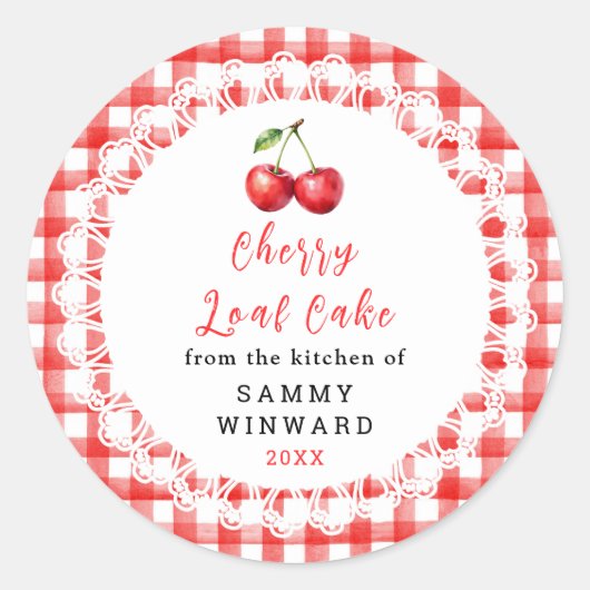 Zelfgemaakte Kersen Taart Cake Etiket (Voorkant)