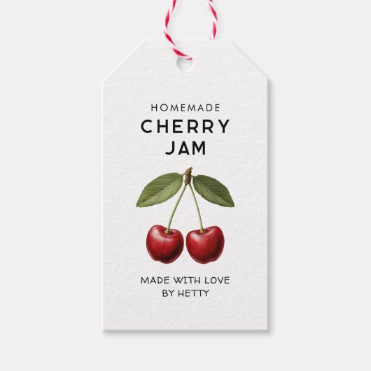 Zelfgemaakte kersenjam labels  stijl cadeaulabel (Voorkant)