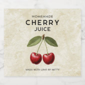 Zelfgemaakte kersensap labels  stijl likeurfles etiket (Enkel label)