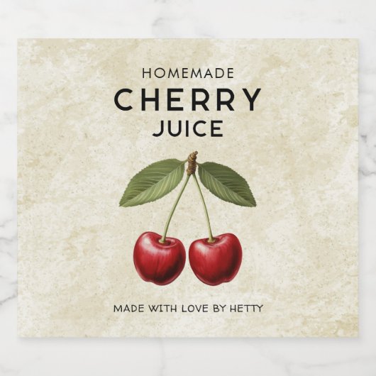 Zelfgemaakte kersensap labels stijl likeurfles etiket (Enkel label)