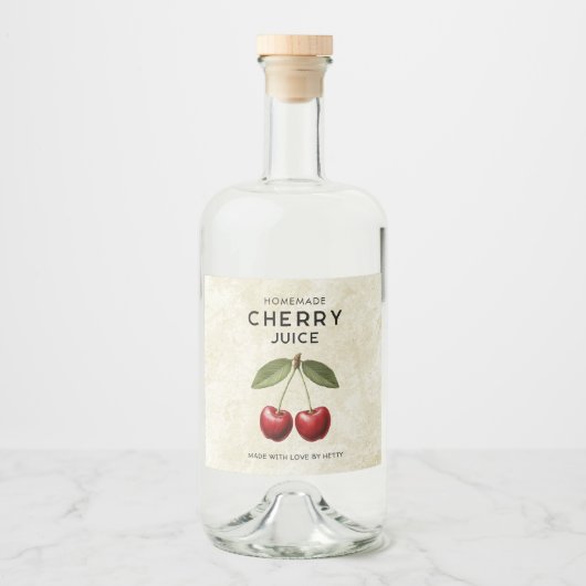 Zelfgemaakte kersensap labels  stijl likeurfles etiket (Voorkant)