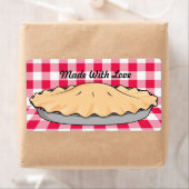 zelfgemaakte kersentaart op ingecheckte achtergron etiket (Insitu)