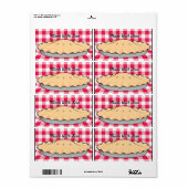 zelfgemaakte kersentaart op ingecheckte achtergron etiket (Full Sheet)