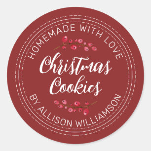 Zelfgemaakte Kerst Cranberry Cookies Rood Ronde Sticker