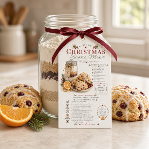 Zelfgemaakte Kerst Cranberry Sinaasappel Scone Mix Cadeaulabel