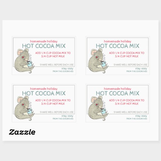 Zelfgemaakte Kerst Hot Cocoa Potlabel Rechthoekige Sticker (Vel)