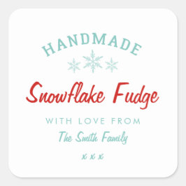 Zelfgemaakte kerstcadeau sneeuwvlok bakken sticker