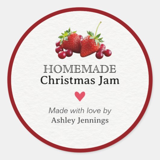 Zelfgemaakte Kerstjam Label | Aangepaste Sticker (Voorkant)