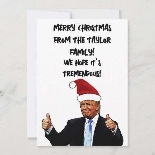 ZELFGEMAAKTE KERSTKAART VAN DONALD TRUMP (Voorkant)