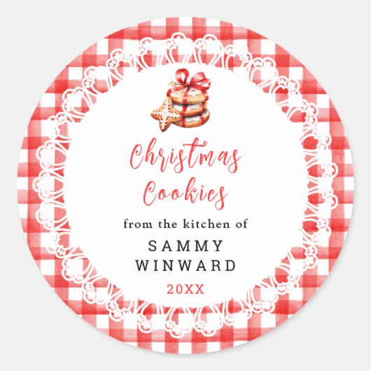 Zelfgemaakte kerstkoekjes Eetlabel Ronde Sticker (Voorkant)