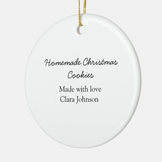 Zelfgemaakte kerstkoekjes gemaakt met liefde voeg  keramisch ornament (Links)