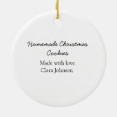 Zelfgemaakte kerstkoekjes gemaakt met liefde voeg  keramisch ornament (Achterkant)