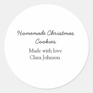 Zelfgemaakte kerstkoekjes gemaakt met liefde voeg  ronde sticker