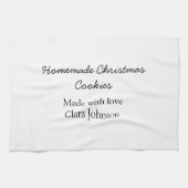 Zelfgemaakte kerstkoekjes gemaakt met liefde voeg  theedoek (Horizontaal)