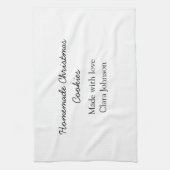 Zelfgemaakte kerstkoekjes gemaakt met liefde voeg theedoek (Verticaal)