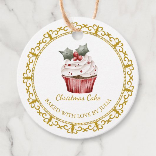  zelfgemaakte kersttaart Hang Label (Voorkant)